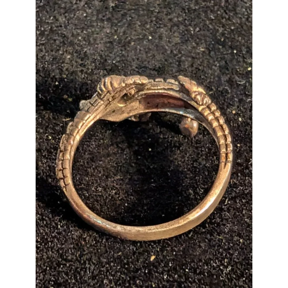 Sterling Silver Alligator Bypass Ring Sz 6.5 Textured Crocodile Design - Picture 11 of 15